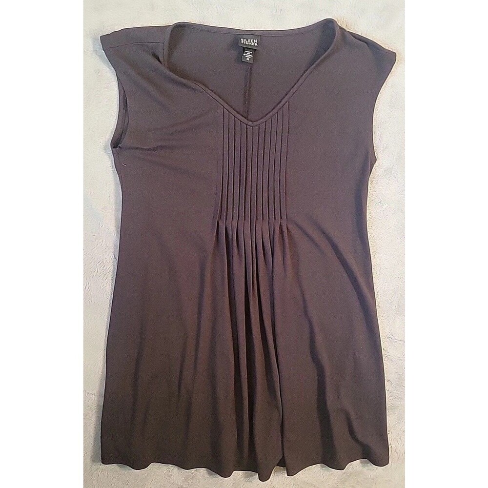 Eileen Fisher Dress  Women  Size Xs Brown V-Neck Stretch Jersey Comfortable